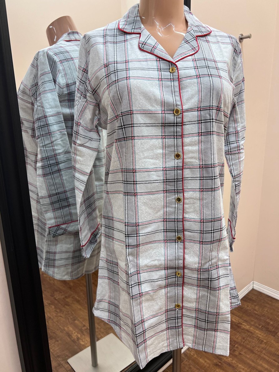 Lingerie & Intimates Sheer-essentials Nightgowns | Long Sleeve Flannel Nightshirt