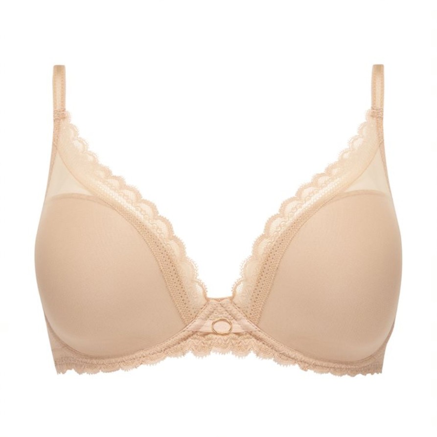 Lingerie & Intimates Sheer-essentials Underwire | Allure Plunge T-Shirt Bra - Latte - Size D 34