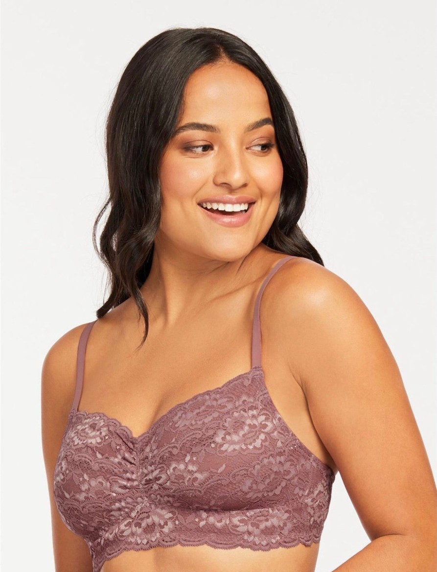 Lingerie & Intimates Sheer-essentials Bralettes | Montelle Cup Sized Wire-Free Bralette - Mauve Mist - Size D / E 30