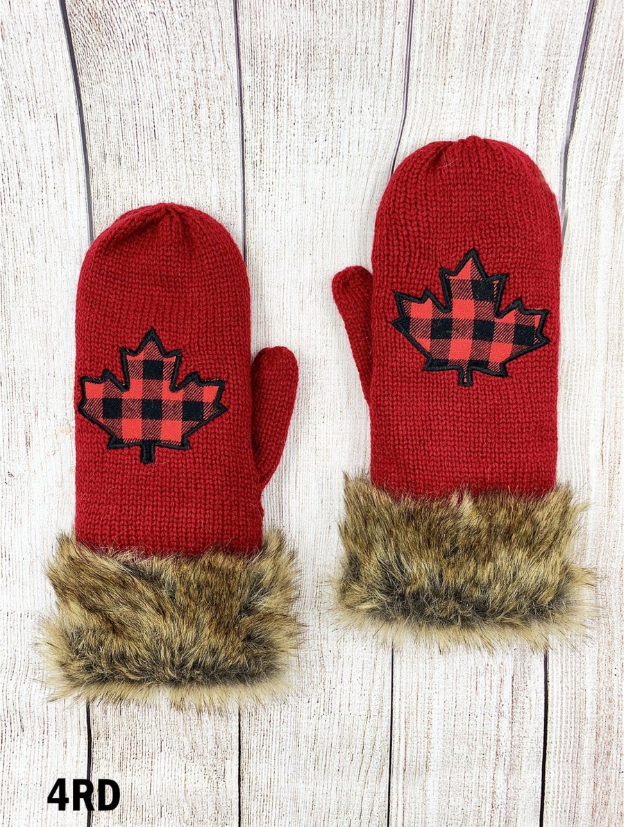 Accessories Sheer-essentials Gloves & Scarfs | Double Layered Canada Themed Mittens