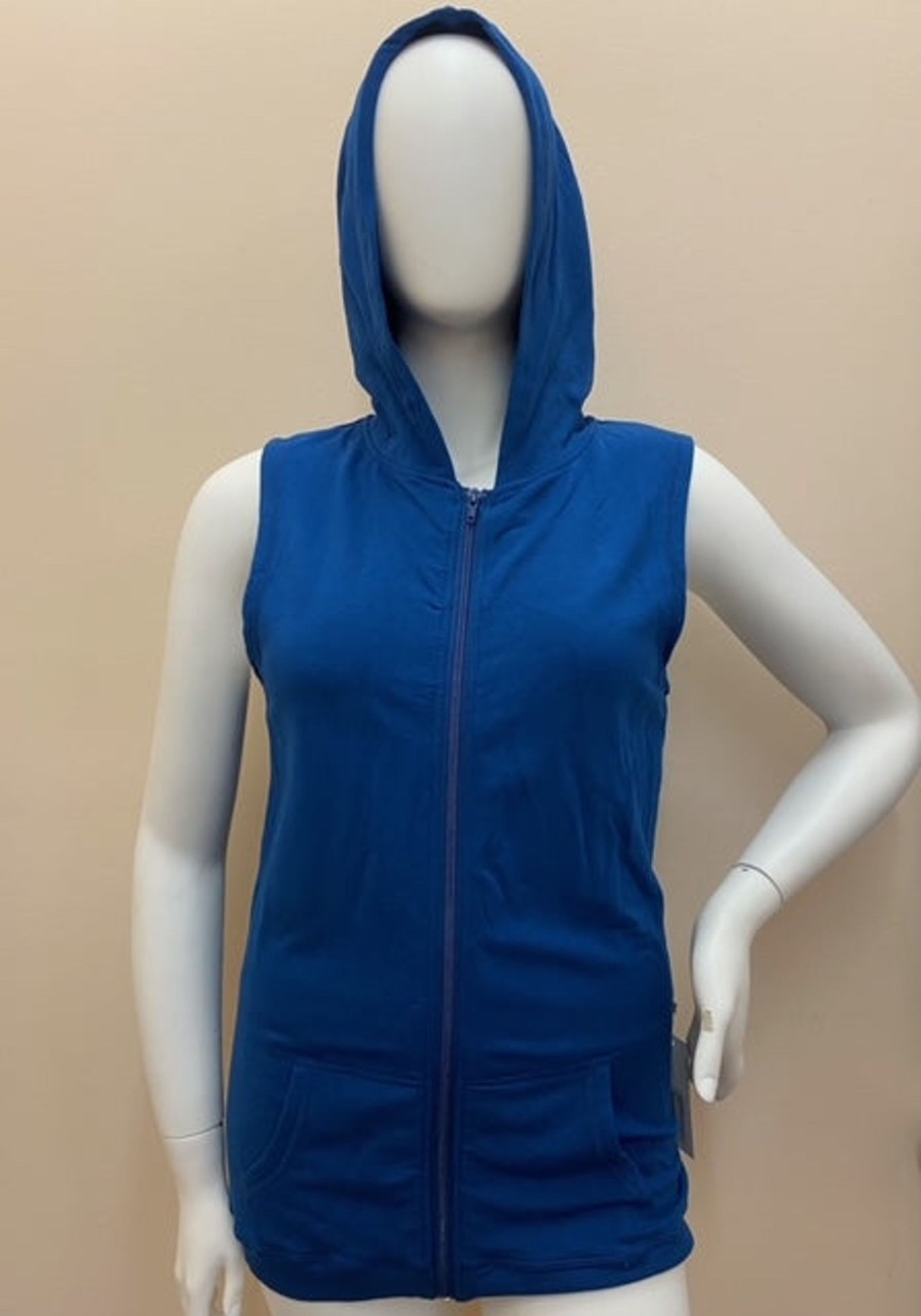 Clothing Sheer-essentials Plus Size | Solid Zip-Front Fleece Hooded Vest