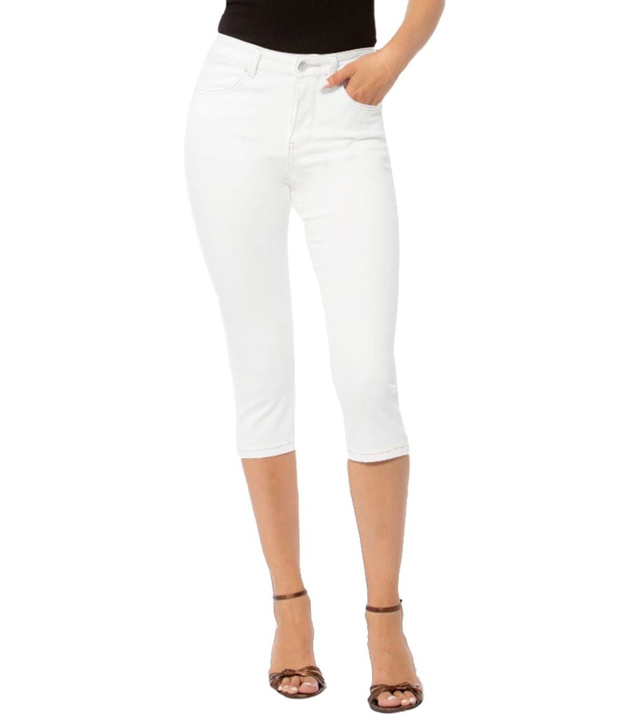 Clothing Sheer-essentials Jeans | Lindsey High Rise Capri - White