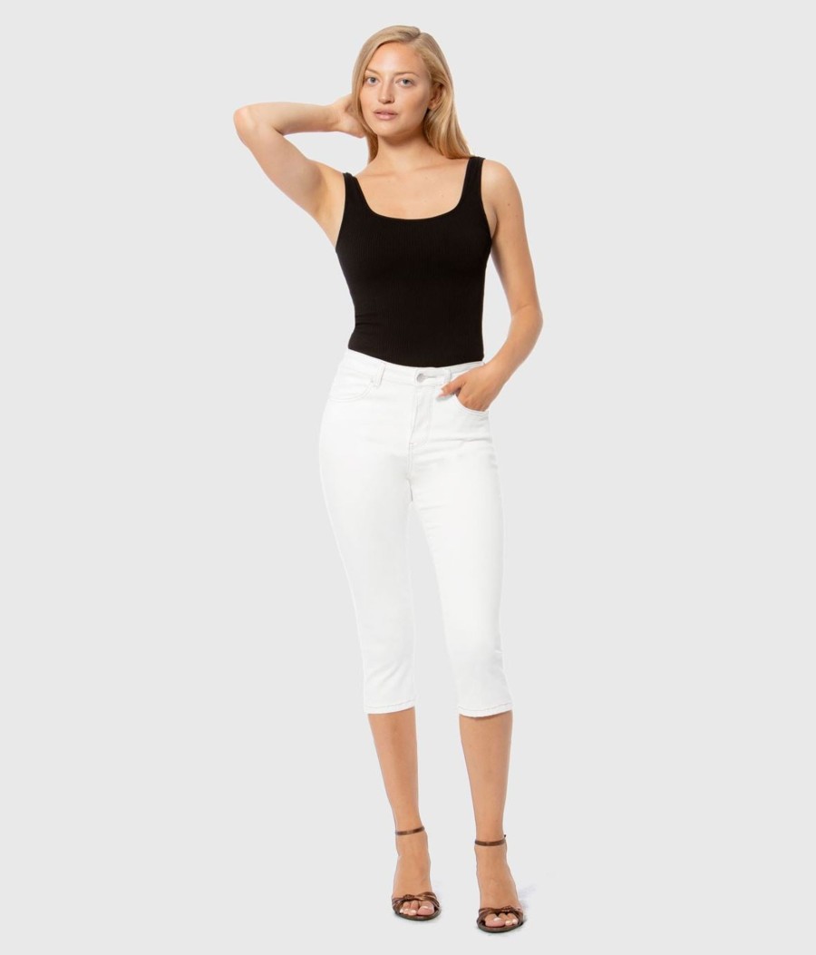 Clothing Sheer-essentials Jeans | Lindsey High Rise Capri - White