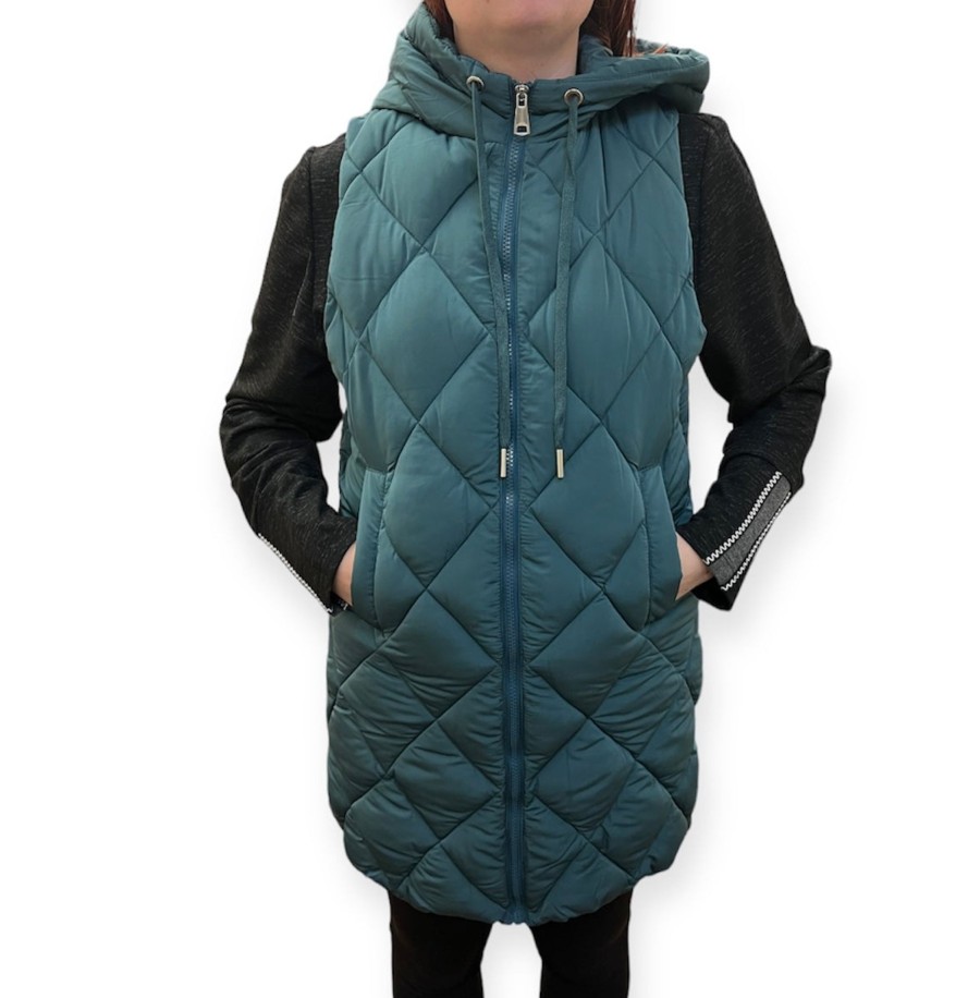 Clothing Sheer-essentials Vests, Wraps & Ponchos | Hooded Quilted Vest