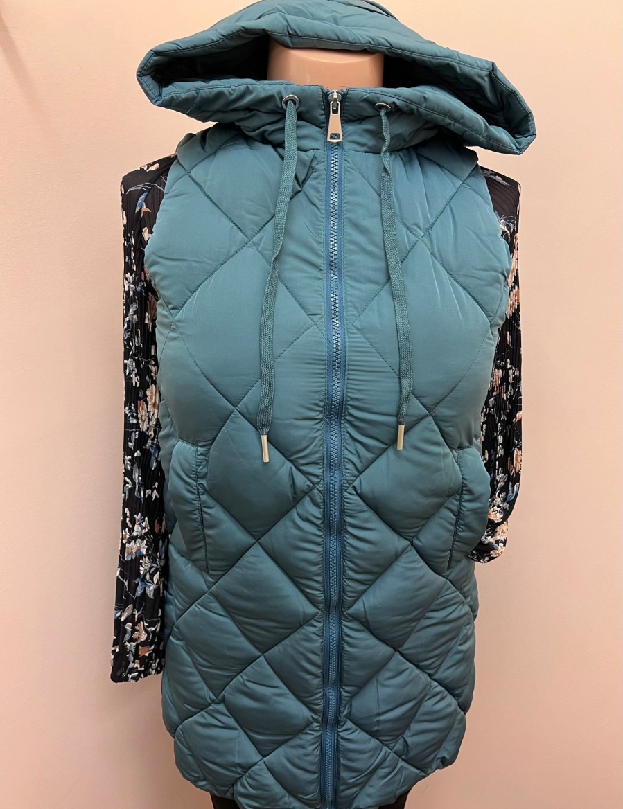 Clothing Sheer-essentials Vests, Wraps & Ponchos | Hooded Quilted Vest