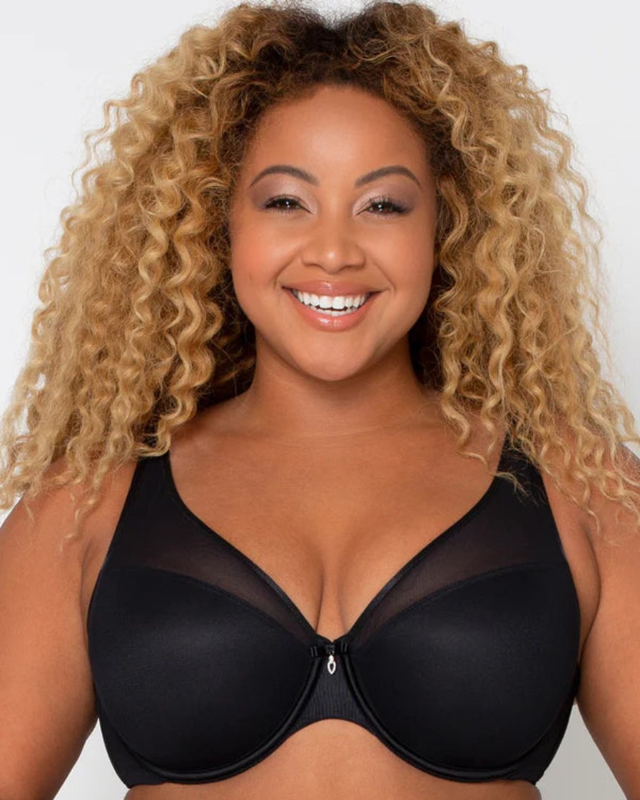 Lingerie & Intimates Sheer-essentials Underwire | Sheer Mesh Plunge T-Shirt Bra - Black