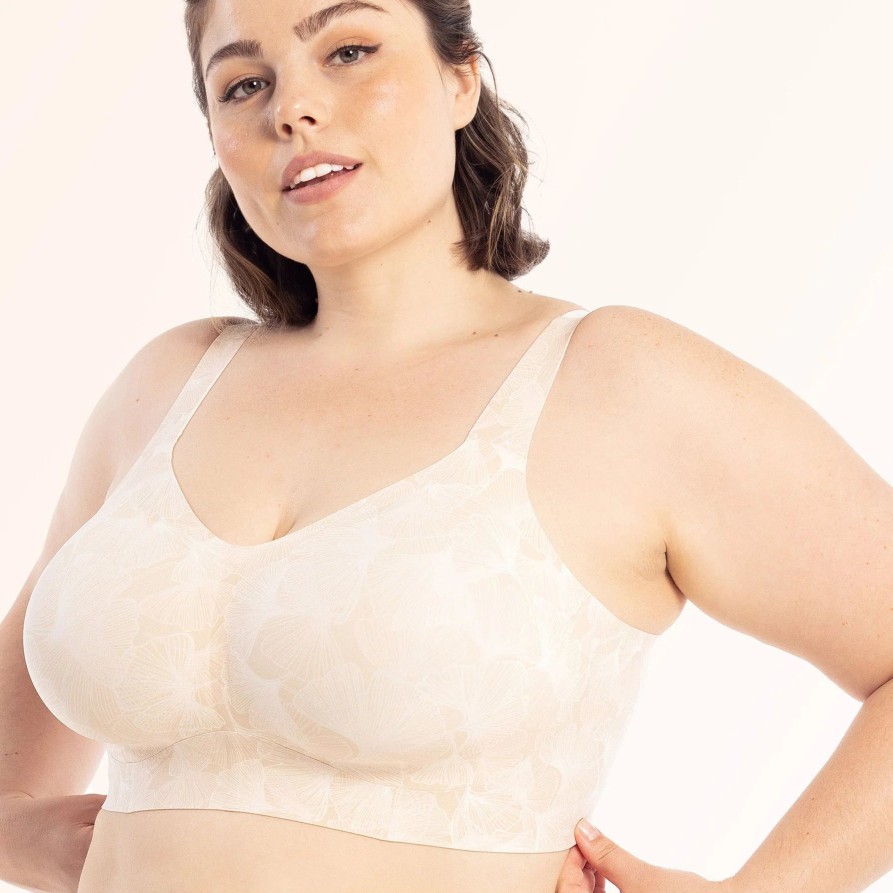 Lingerie & Intimates Sheer-essentials Plus Size | Evelyn & Bobbie Beyond Bra - Champagne Ginkgo - Size 3 X