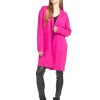 Clothing Sheer-essentials Jackets | Lapel Coatigan With Pockets - Magenta