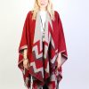 Clothing Sheer-essentials Vests, Wraps & Ponchos | Chevron Design Shawl W/ Fringe