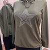 Clothing Sheer-essentials Plus Size | Rhinestone Hooded Tunic W/ Side Tie