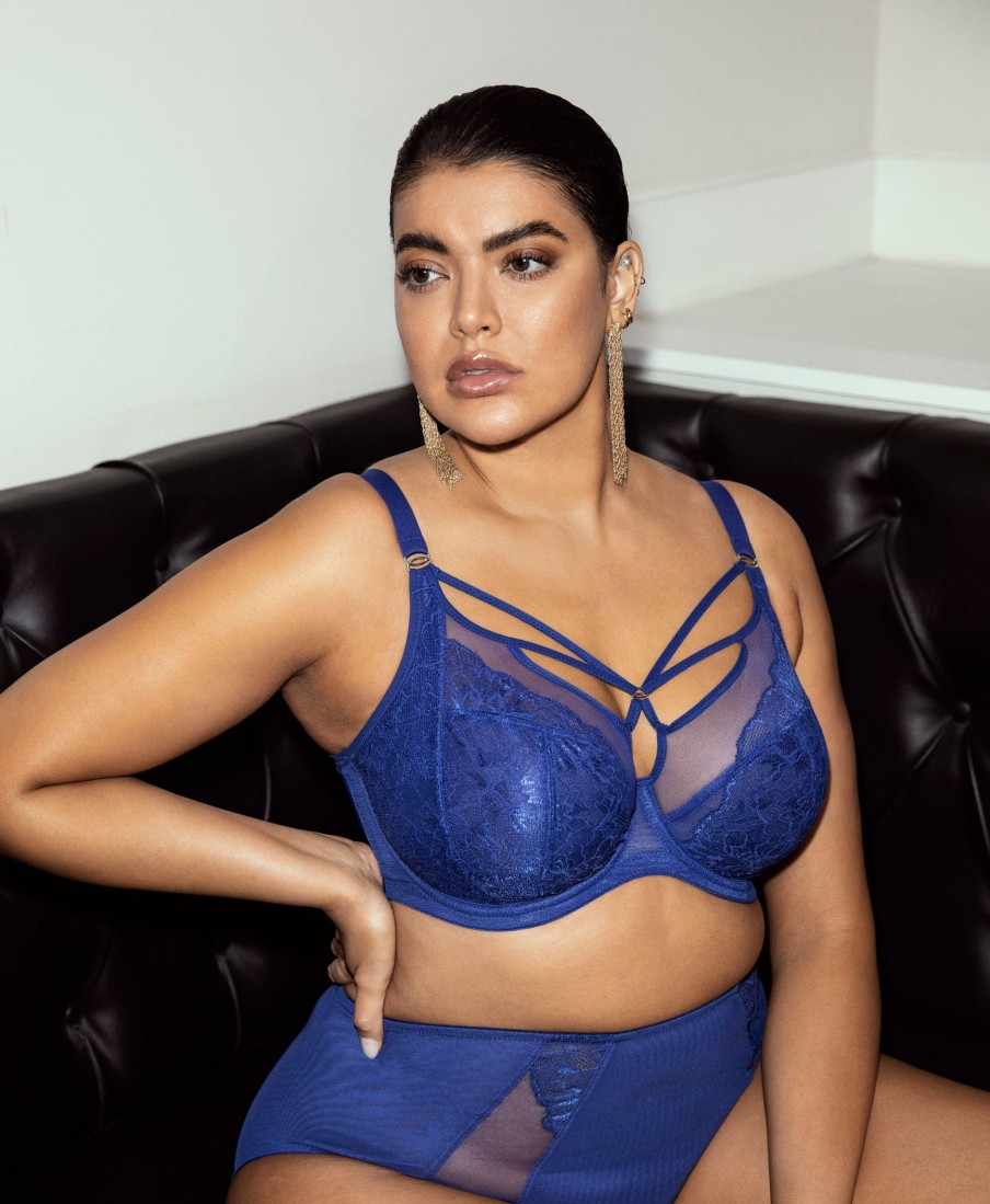 Lingerie & Intimates Sheer-essentials Plus Size | Elomi Brianna Plunge Bra - Lapis - Size G 40