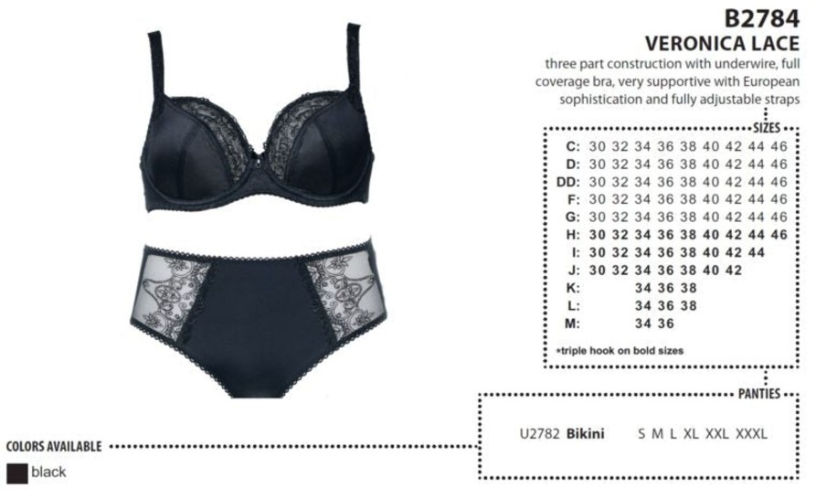 Lingerie & Intimates Sheer-essentials Plus Size | Veronica Lace - Black