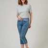 Clothing Sheer-essentials Plus Size | Pull On Comfort Jean Capri With Side Detail