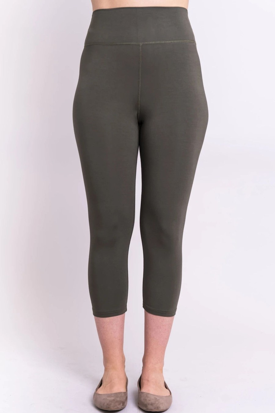 Clothing Sheer-essentials Leggings | Blue Sky Riley Capri - Khaki