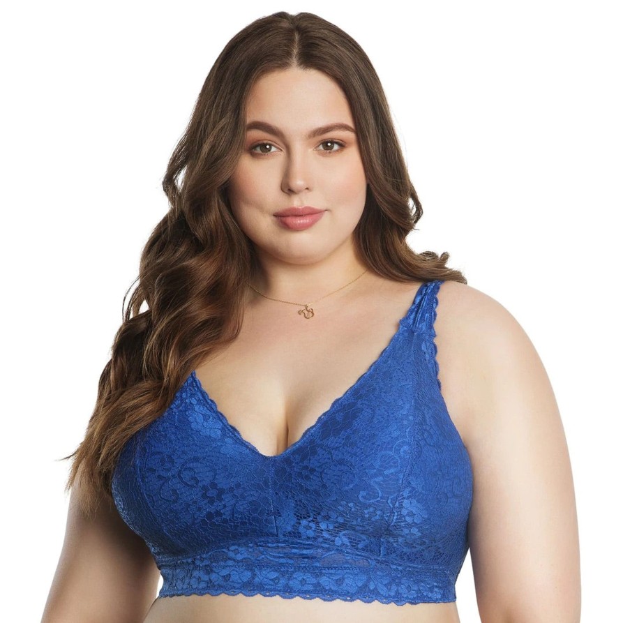 Lingerie & Intimates Sheer-essentials Racer Back | Adriana Lace Bralette - Sapphire