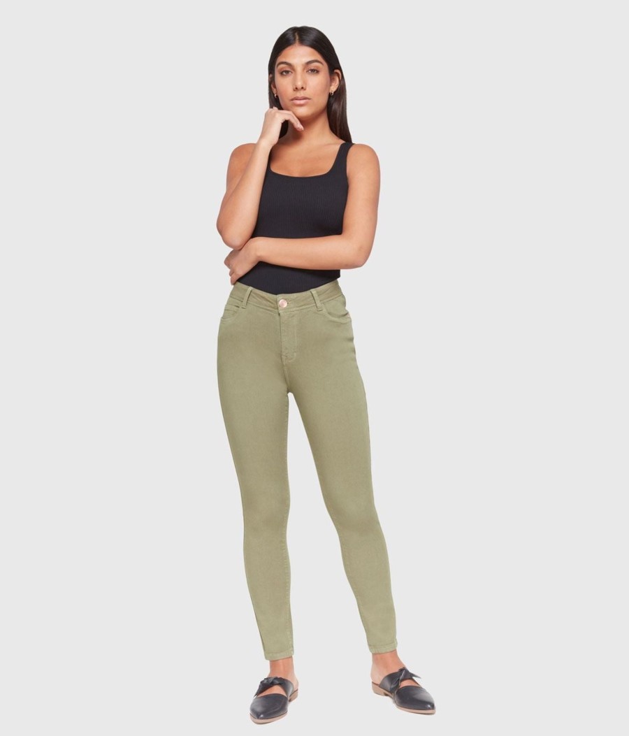 Clothing Sheer-essentials Plus Size | Alexa High-Rise Skinny Jeans - Green Olive