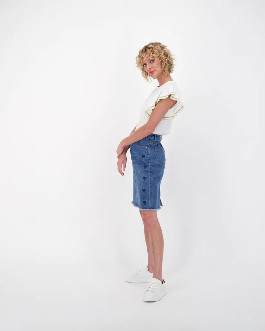 Clothing Sheer-essentials Skirts | Blue Hearts Denim Short Skirt