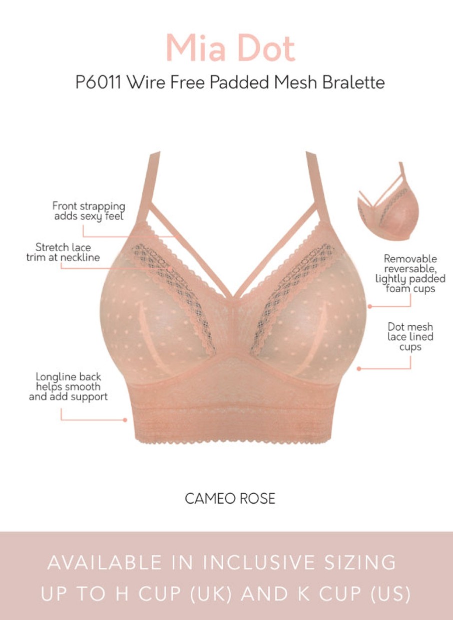 Lingerie & Intimates Sheer-essentials Bralettes | Mia Dot Bralette - Cameo Rose