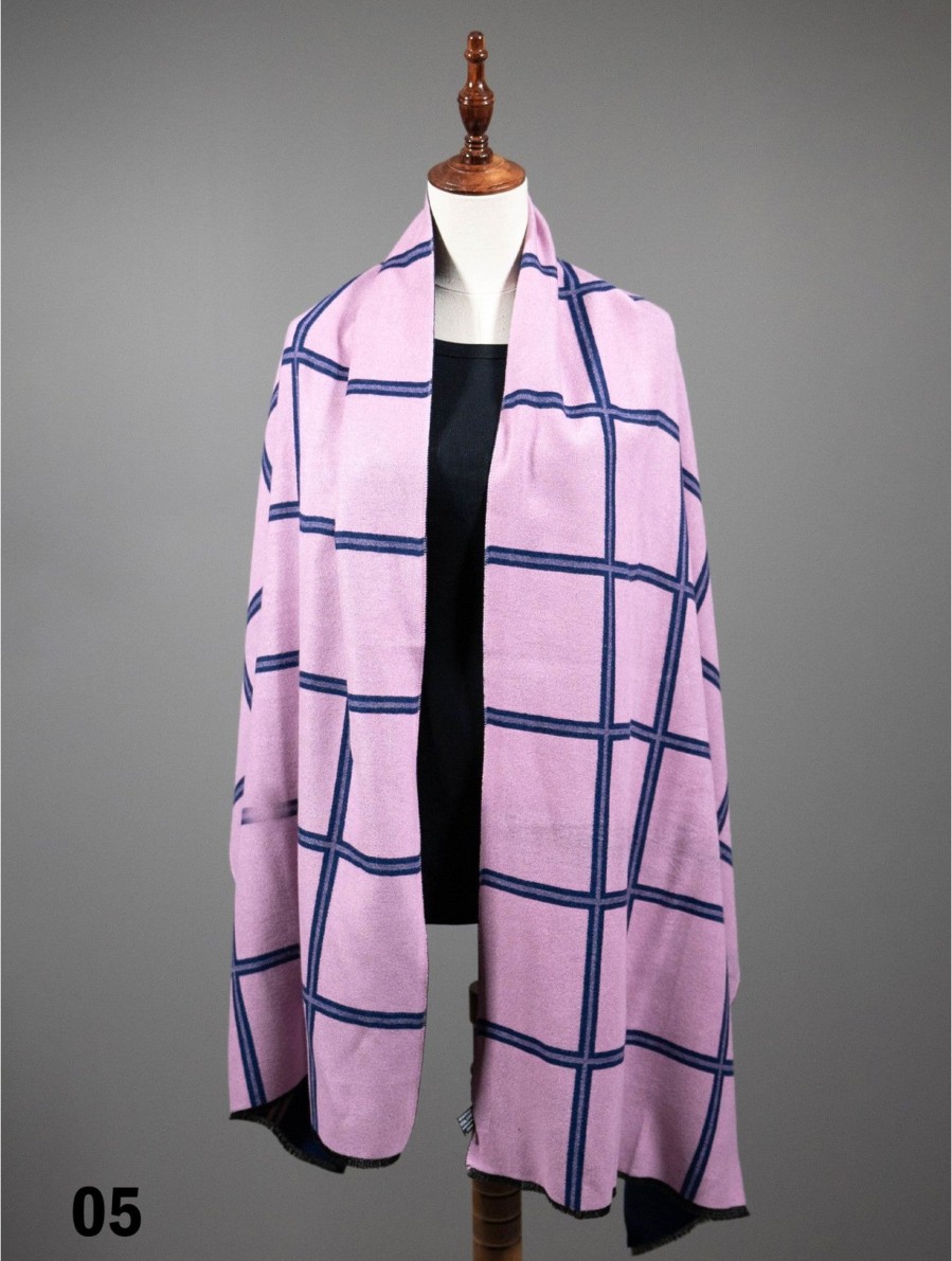 Accessories Sheer-essentials Gloves & Scarfs | Trendy Plaid Reversible Scarf/Cape