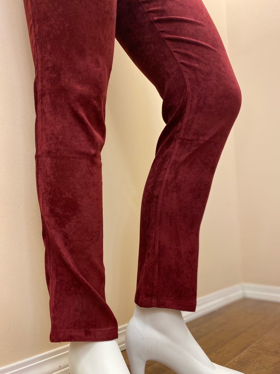 Clothing Sheer-essentials Pants | Angela Suede 5 Pocket Skinny Pants