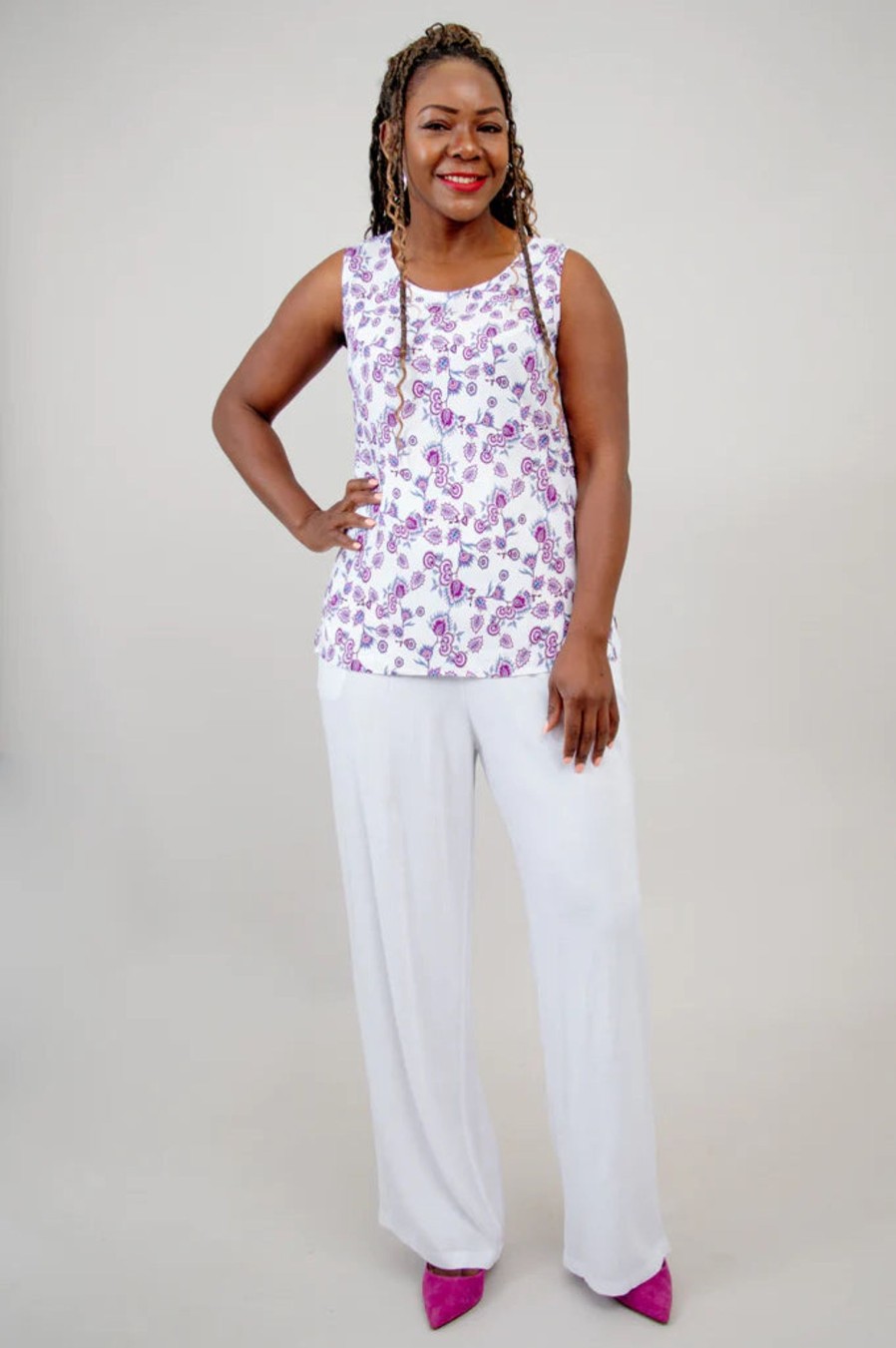 Clothing Sheer-essentials Plus Size | Dena Linen & Bamboo Rajou Tank