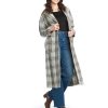 Clothing Sheer-essentials Plus Size | Plaid Long Shacket