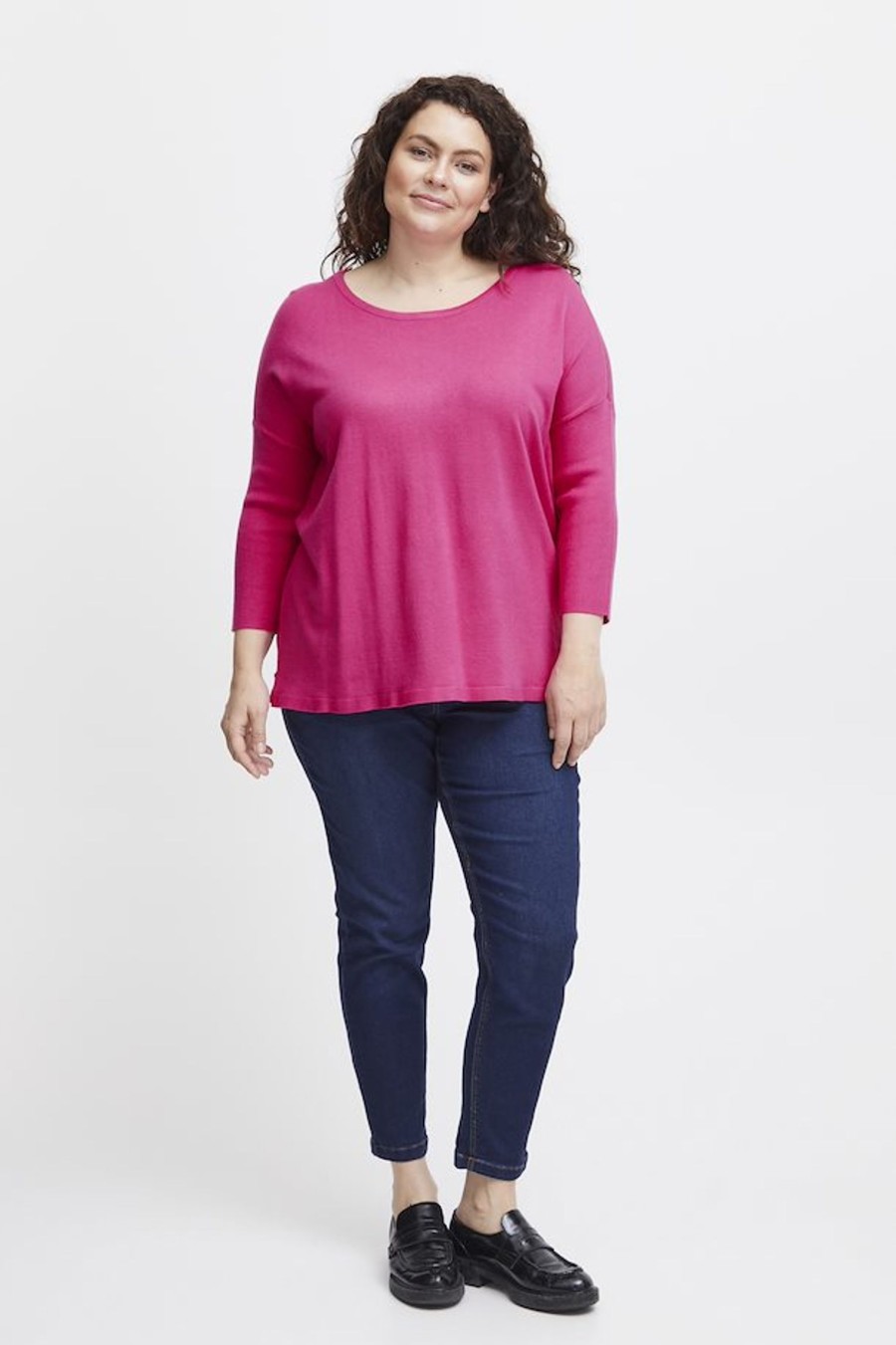 Clothing Sheer-essentials Plus Size | Fransa Long Sleeve Knitted Pullover