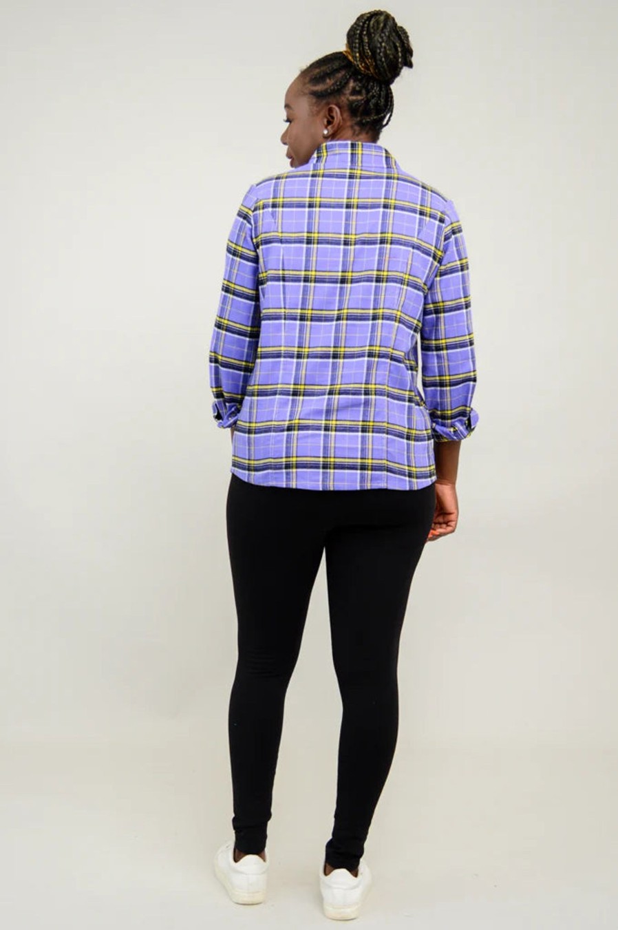 Curvy Fashions Sheer-essentials Blouses | Alexis Cotton Plaid Top