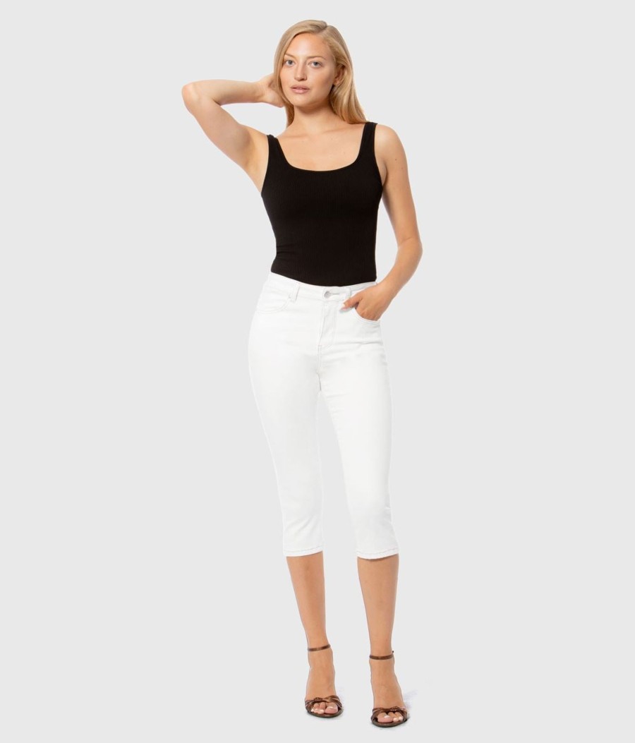 Clothing Sheer-essentials Capris | Lindsey High Rise Capri - White