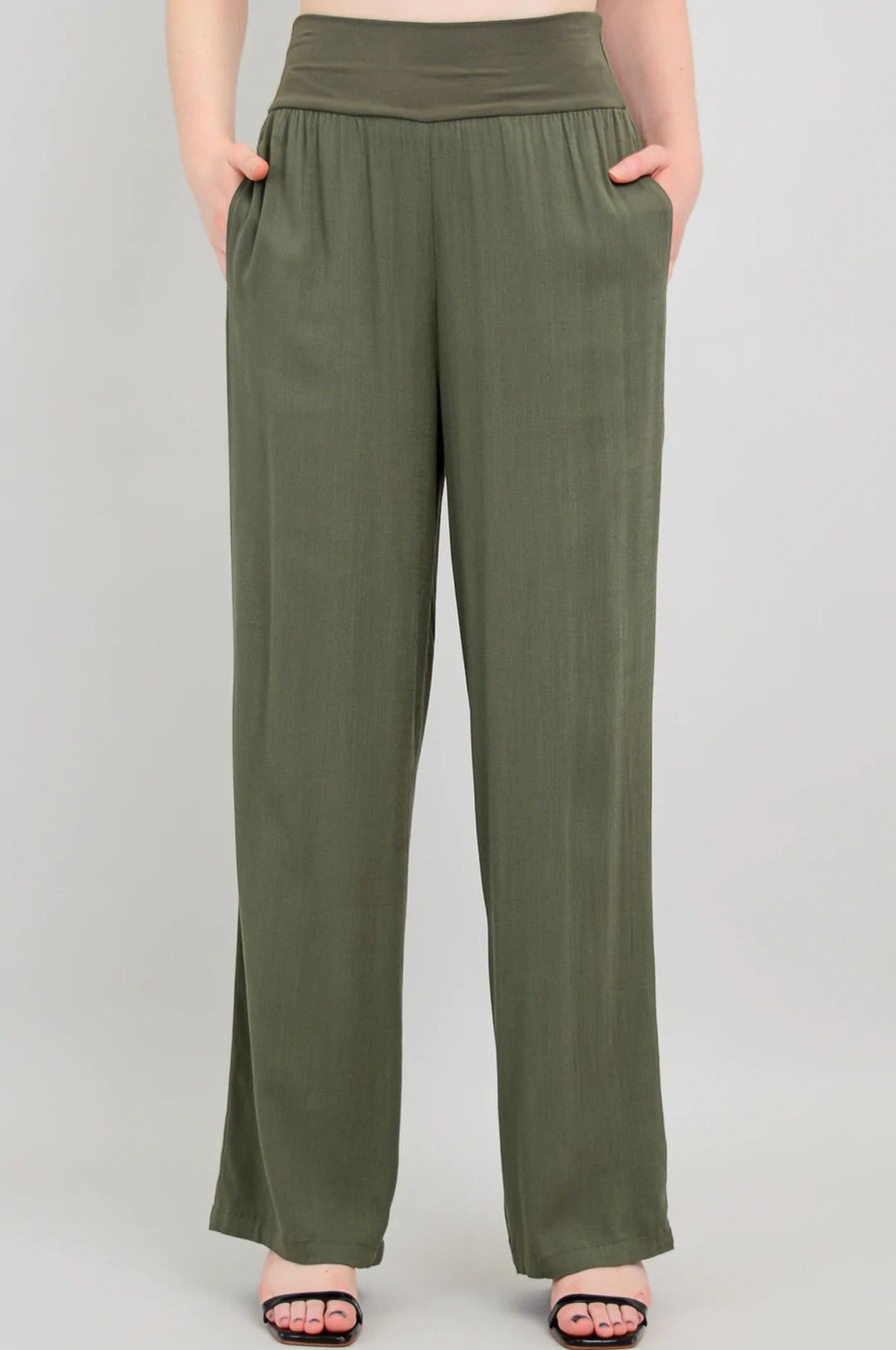 Clothing Sheer-essentials Plus Size | Landon Linen & Bamboo Pant - Khaki