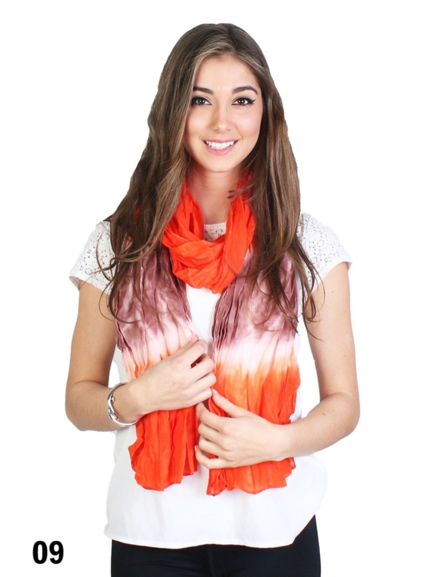 Accessories Sheer-essentials Gloves & Scarfs | Tie Dye Two Tone Chiffon Scarf