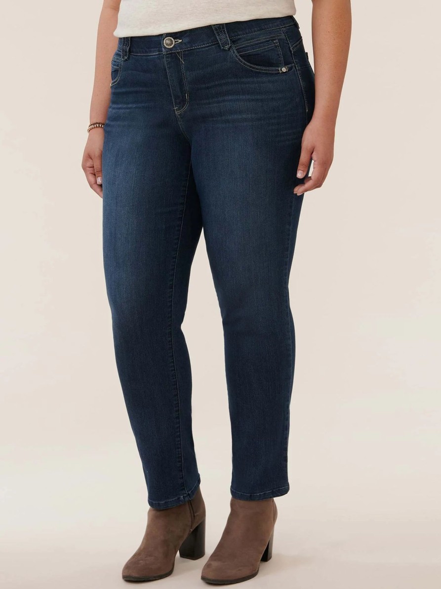 Clothing Sheer-essentials Plus Size | Absolution® Indigo Booty Lift Plus Straight Leg Jeans