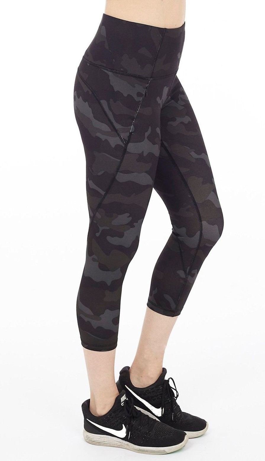 Clothing Sheer-essentials Leggings | Capri Length Camouflage Yoga Pant