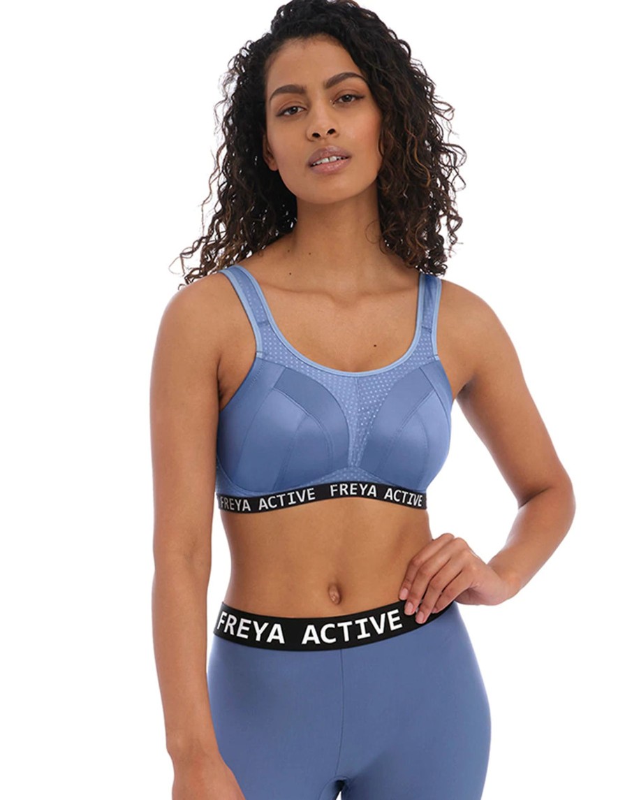 Lingerie & Intimates Sheer-essentials Sports Bra | Freya Dynamic Wire Free Sports Bra - Denim - Size J 30