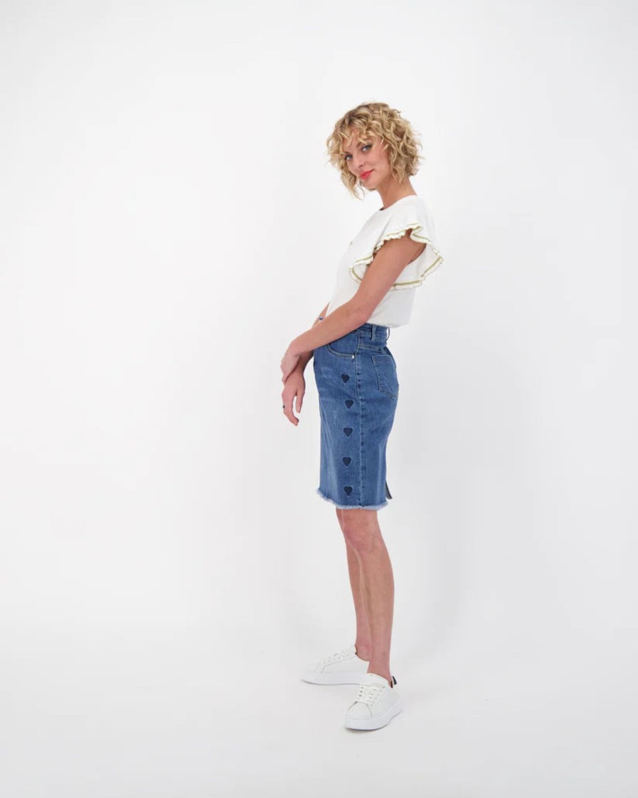 Clothing Sheer-essentials Jeans | Blue Hearts Denim Short Skirt