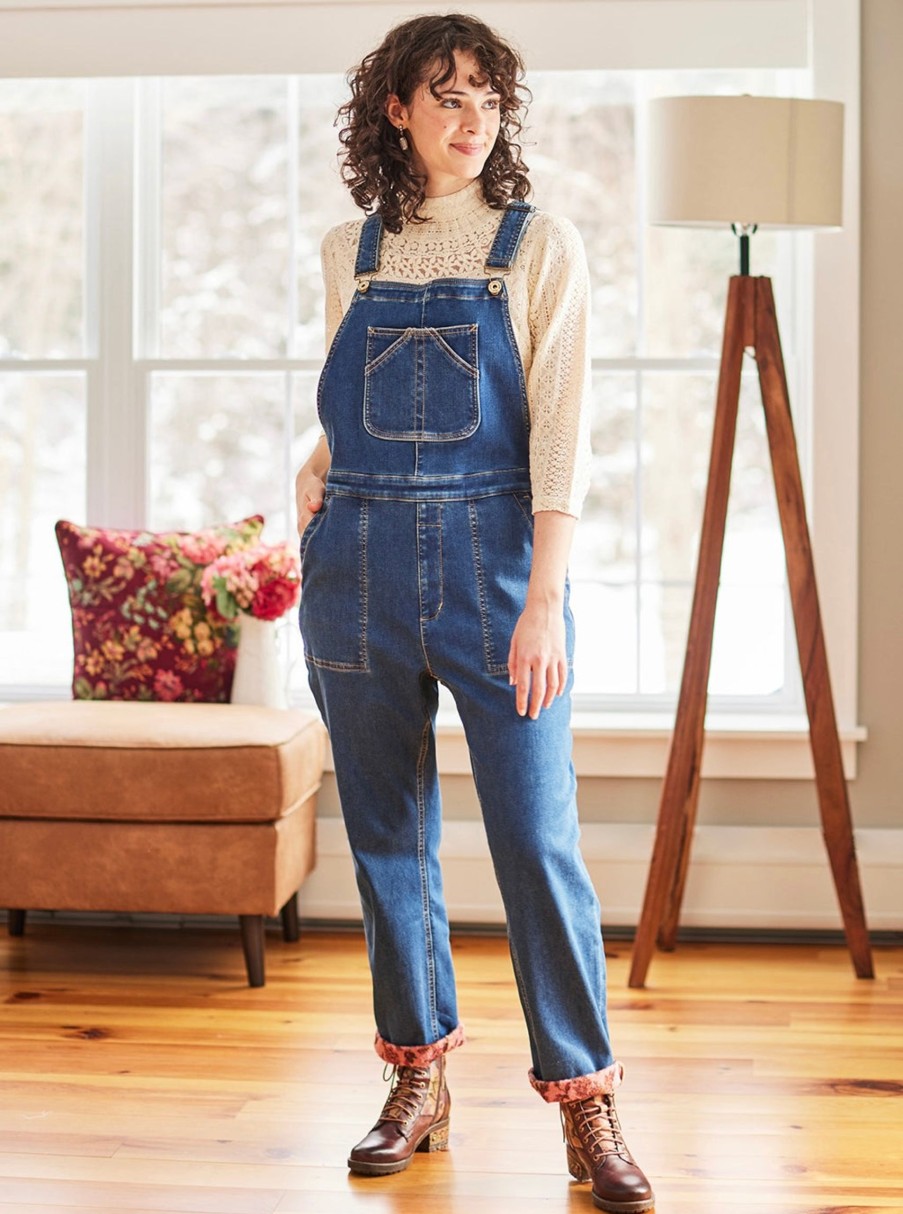 Clothing Sheer-essentials Jumpsuits & Rompers | Cowgirl Fleece Lined Denim Overall