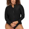 Clothing Sheer-essentials Plus Size | Recycled Hues Black Seurat Sunsafe Long Sleeve Top