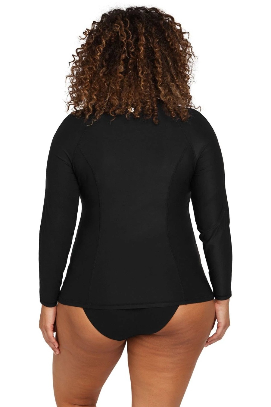 Clothing Sheer-essentials Plus Size | Recycled Hues Black Seurat Sunsafe Long Sleeve Top