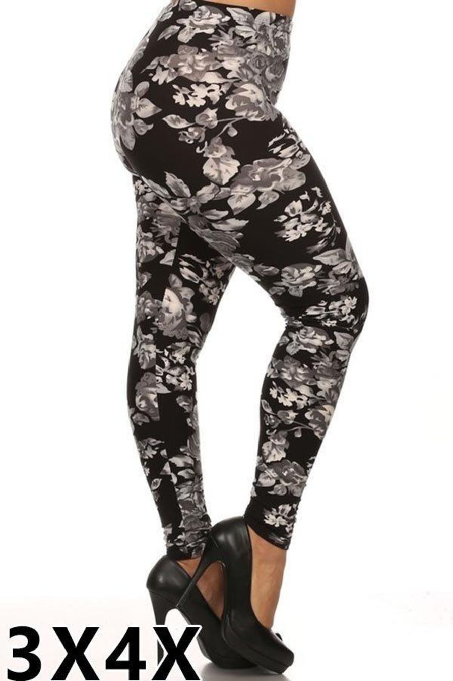 Clothing Sheer-essentials Leggings | Plus Size Leggings (3X/4X) - Floral Print