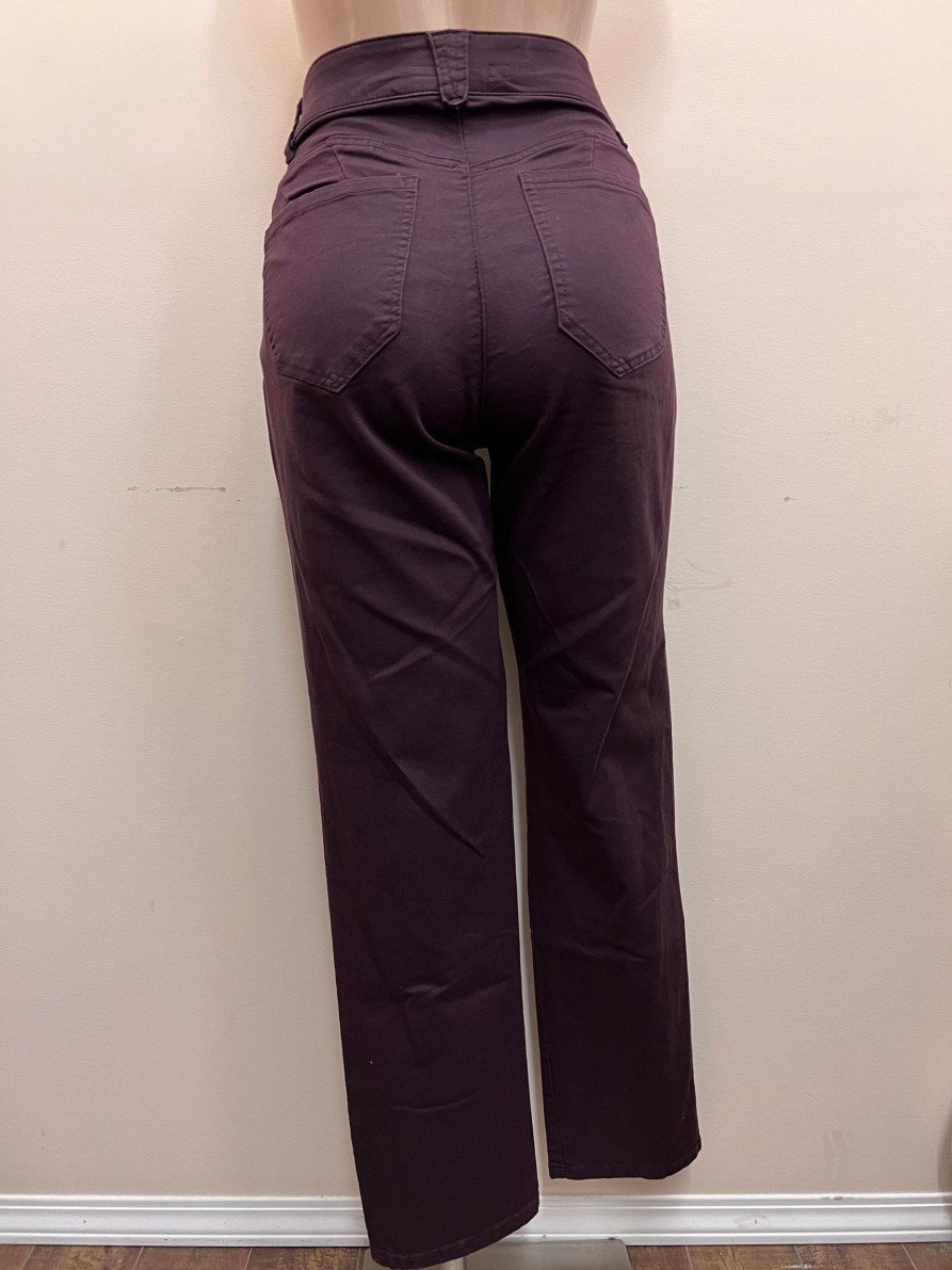 Clothing Sheer-essentials Pants | Absolution Plus Straight Leg Colored Jean - Cabernet