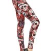 Clothing Sheer-essentials Plus Size | Plus Size Leggings - Coral Skulls