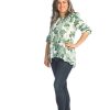 Curvy Fashions Sheer-essentials Blouses | Tropical Flowy Blouse With Lace Detail