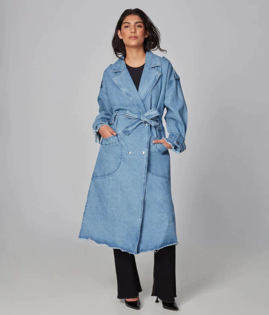 Clothing Sheer-essentials Jackets | Avery Denim Trech Coat