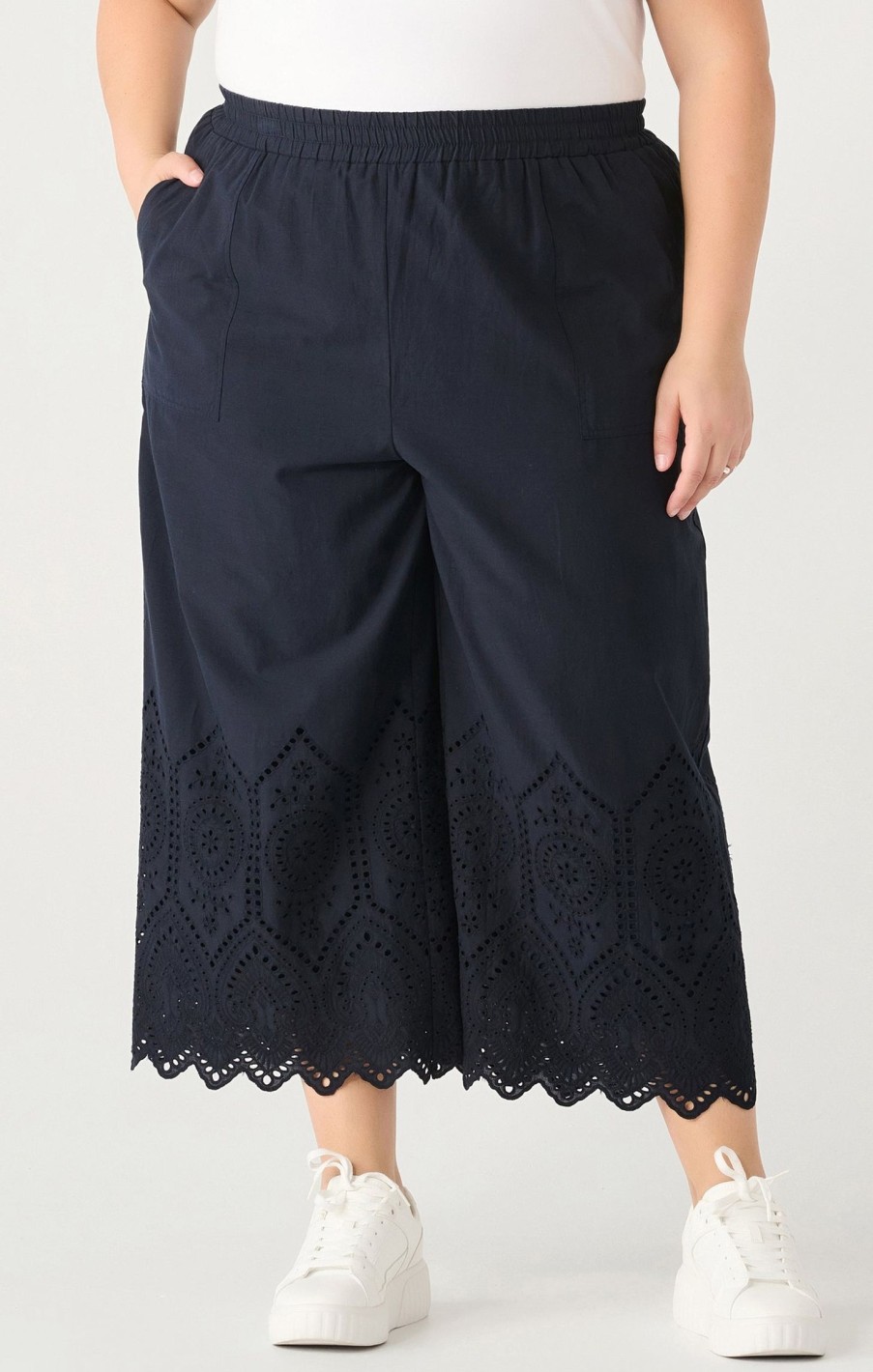 Clothing Sheer-essentials Plus Size | Dex Plus High Waisted Eyelet Pull On Pants