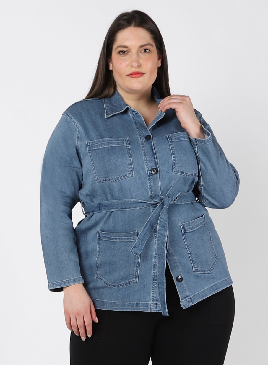 Clothing Sheer-essentials Jackets | Dex Denim Jacket With Belt