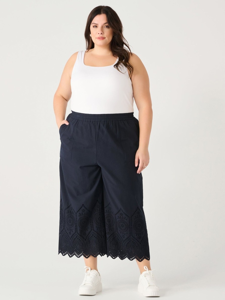 Clothing Sheer-essentials Pants | Dex Plus High Waisted Eyelet Pull On Pants