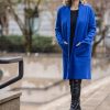 Clothing Sheer-essentials Jackets | Lapel Coatigan With Pockets - Cobalt