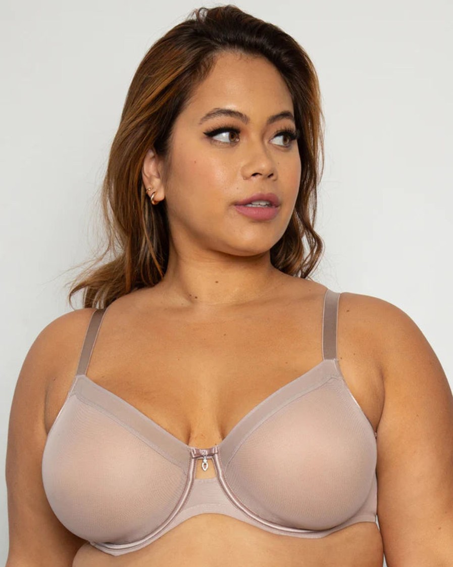 Lingerie & Intimates Sheer-essentials Underwire | Sheer Mesh Full Coverage Unlined Underwire Bra - Bark