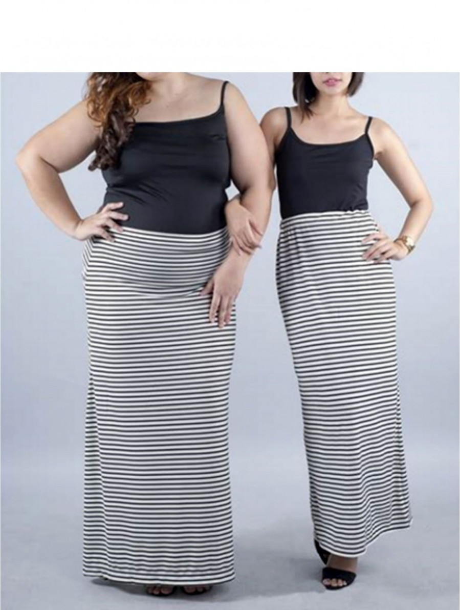 Clothing Sheer-essentials Skirts | Pinstripe Maxi Skirt