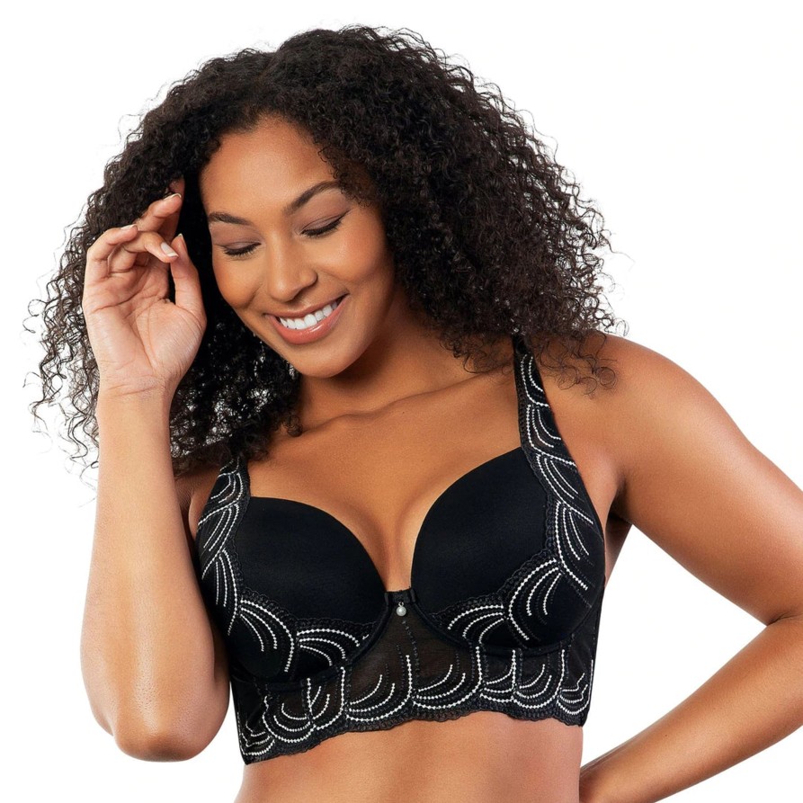 Lingerie & Intimates Sheer-essentials T-Shirt Bras | Pearl Longline Plunge Bra - Black